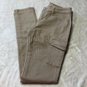 Beige Wax Jean Stretch Cargo Skinny Jeans Size 5